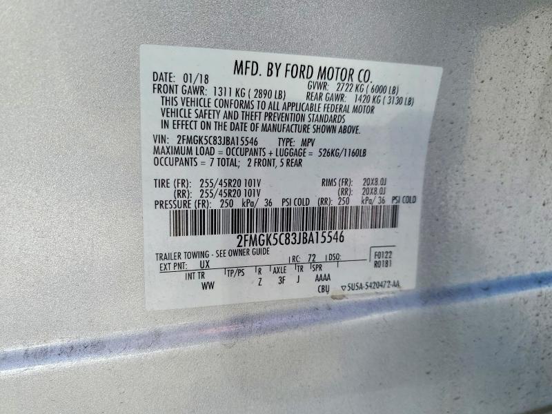 Aukcja sprzedaży 2018 Ford Flex, vin: 2FMGK5C83JBA15546, numer aukcji: 54802816