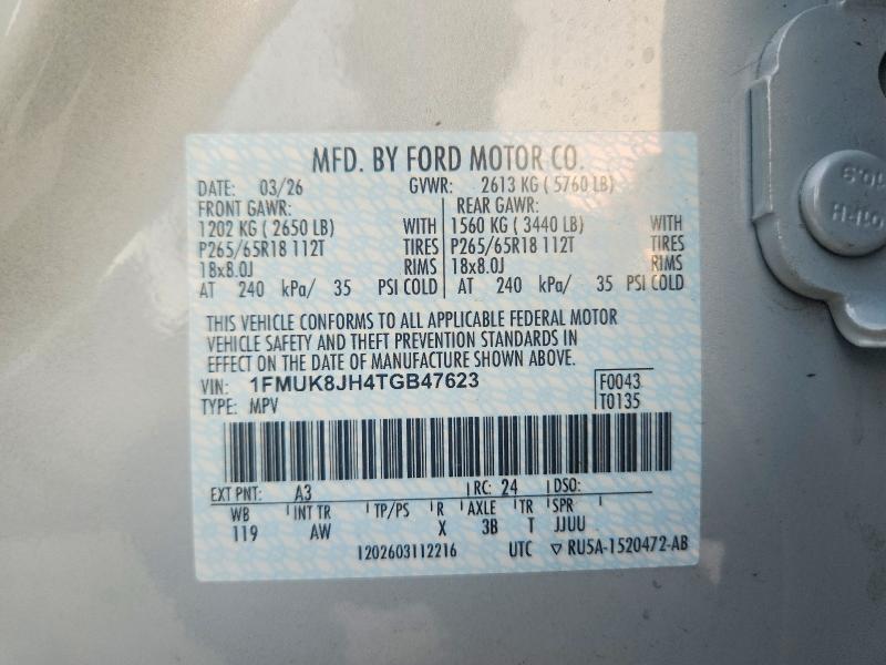 Aukcja sprzedaży 2026 Ford Explorer, vin: 1FMUK8JH4TGB47623, numer aukcji: 57376696
