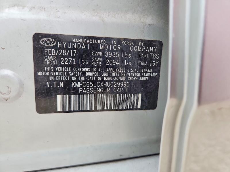 58049656 :رقم المزاد ، KMHC65LCXHU029990 vin ، 2017 Hyundai Ioniq مزاد بيع