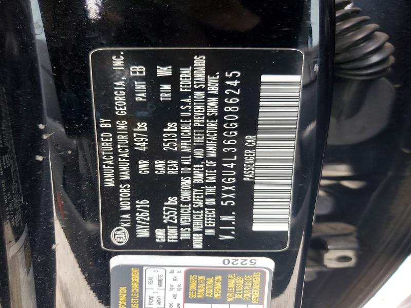 58001776 :رقم المزاد ، 5XXGU4L36GG086245 vin ، 2016 Kia Optima مزاد بيع