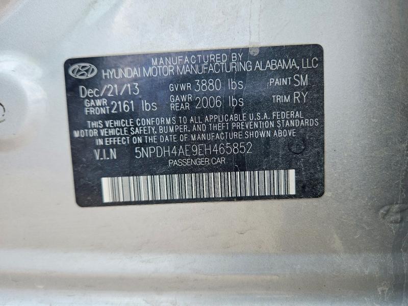 Aukcja sprzedaży 2014 Hyundai Elantra, vin: 5NPDH4AE9EH465852, numer aukcji: 56575016