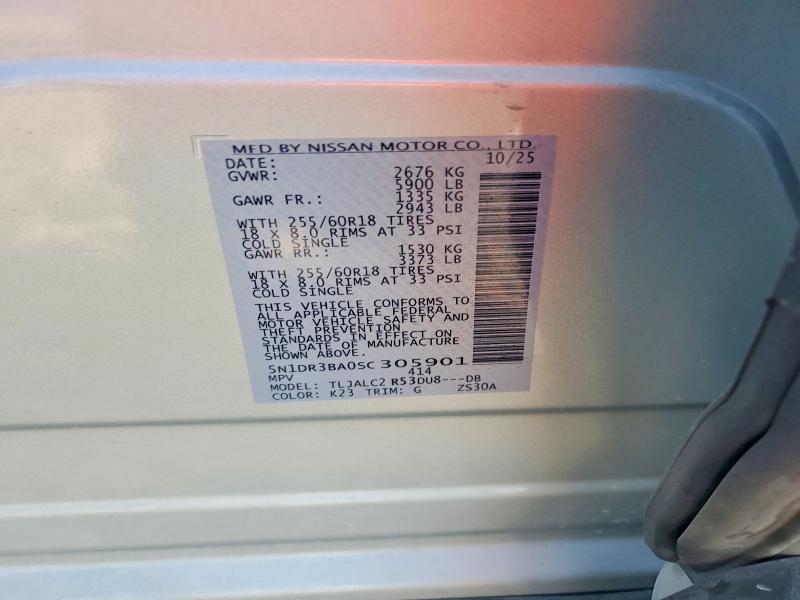 58073836 :رقم المزاد ، 5N1DR3BA0SC305901 vin ، 2025 Nissan Pathfinder مزاد بيع