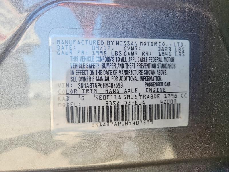 Продажа на аукционе авто 2017 Nissan Sentra, vin: 3N1AB7AP6HY407599, номер лота: 57527296