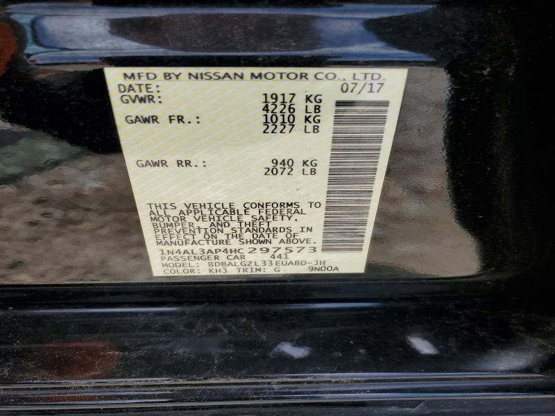 Продажа на аукционе авто 2017 Nissan Altima, vin: 1N4AL3AP4HC297573, номер лота: 58138686