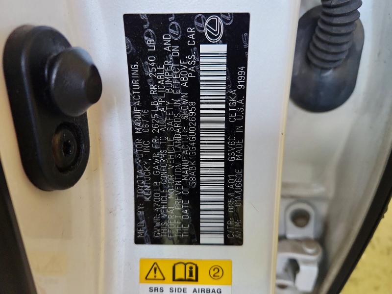 Продаж на аукціоні авто 2016 Lexus Es, vin: 58ABK1GG4GU026958, номер лоту: 57517356