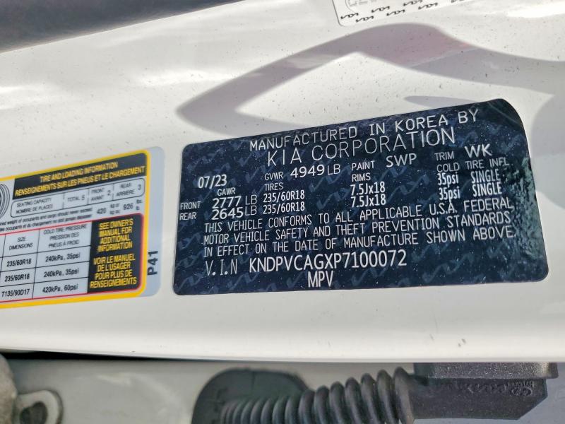 2023 Kia Sportage მანქანა იყიდება აუქციონზე, vin: KNDPVCAGXP7100072, აუქციონის ნომერი: 52834616