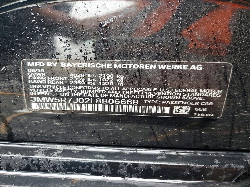 58062836 :رقم المزاد ، 3MW5R7J02L8B06668 vin ، 2020 Bmw 330xi مزاد بيع