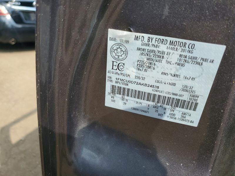 56612216 :رقم المزاد ، 1FMCU0D72AKB24538 vin ، 2010 Ford Escape مزاد بيع