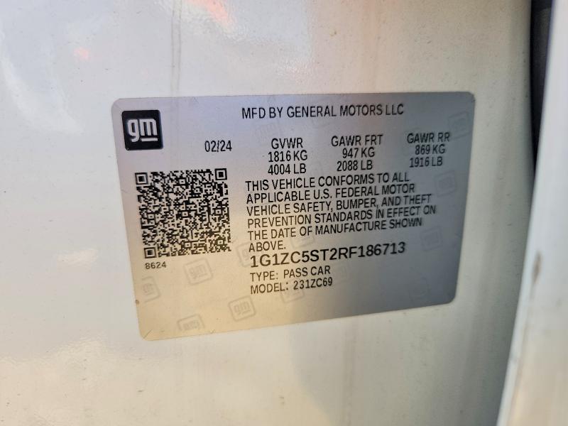 2024 Chevrolet Malibu მანქანა იყიდება აუქციონზე, vin: 1G1ZC5ST2RF186713, აუქციონის ნომერი: 55678336