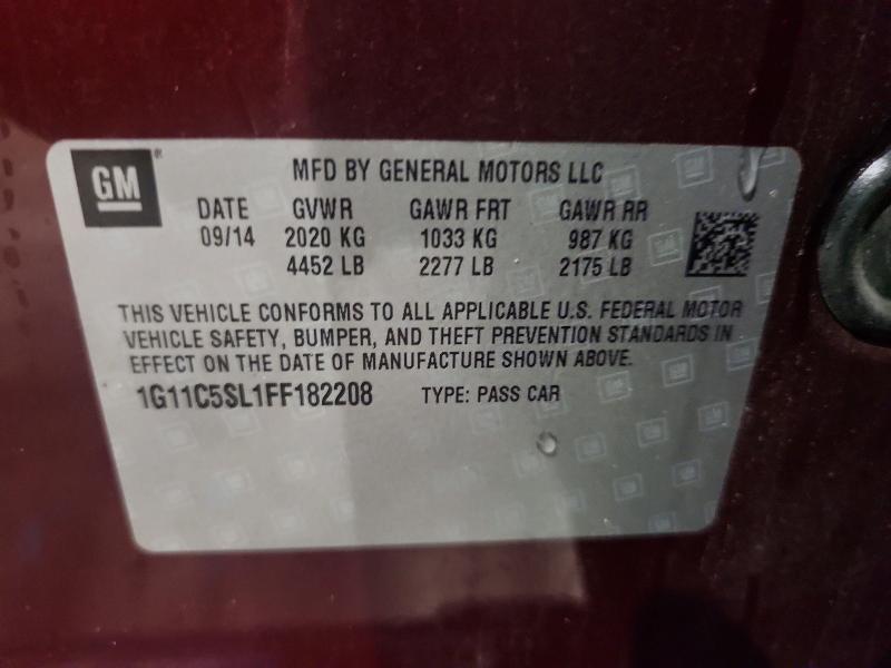 2015 Chevrolet Malibu მანქანა იყიდება აუქციონზე, vin: 1G11C5SL1FF182208, აუქციონის ნომერი: 58016176