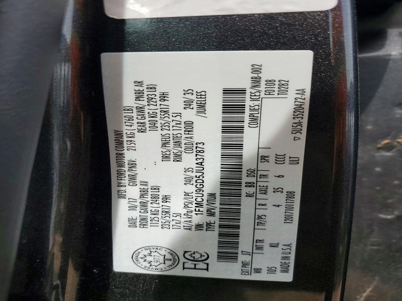 Aukcja sprzedaży 2018 Ford Escape, vin: 1FMCU9GD5JUA37873, numer aukcji: 59063546