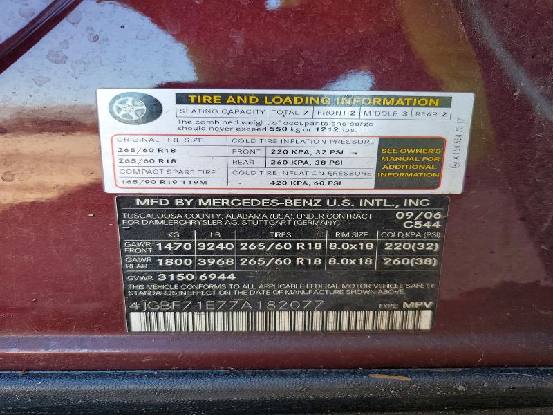 85967955 :رقم المزاد ، 4JGBF71E77A182077 vin ، 2007 Mercedes-benz Gl مزاد بيع