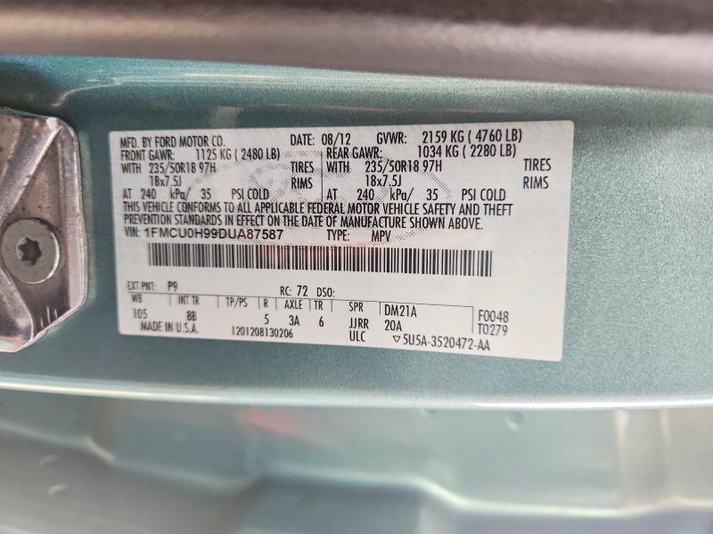 Продажа на аукционе авто 2013 Ford Escape, vin: 1FMCU0H99DUA87587, номер лота: 55797536