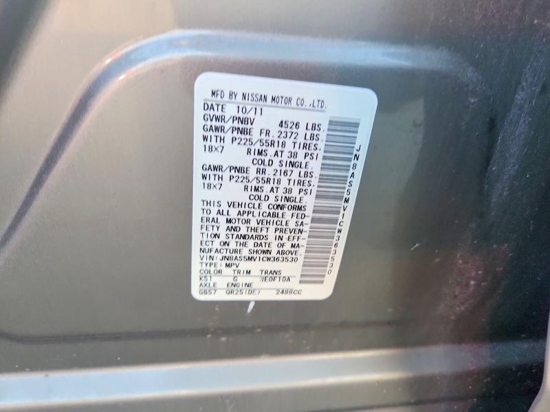 Продажа на аукционе авто 2012 Nissan Rogue, vin: JN8AS5MV1CW363530, номер лота: 58135746