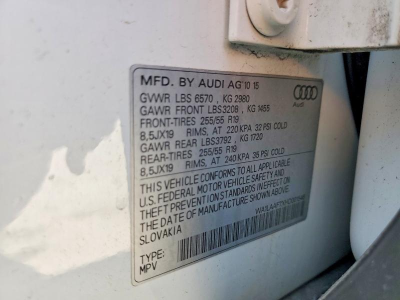 Продаж на аукціоні авто 2017 Audi Q7, vin: WA1LAAF7XHD001546, номер лоту: 55928536