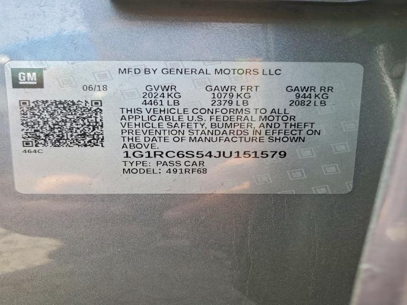 Продажа на аукционе авто 2018 Chevrolet Volt, vin: 1G1RC6S54JU151579, номер лота: 55626276