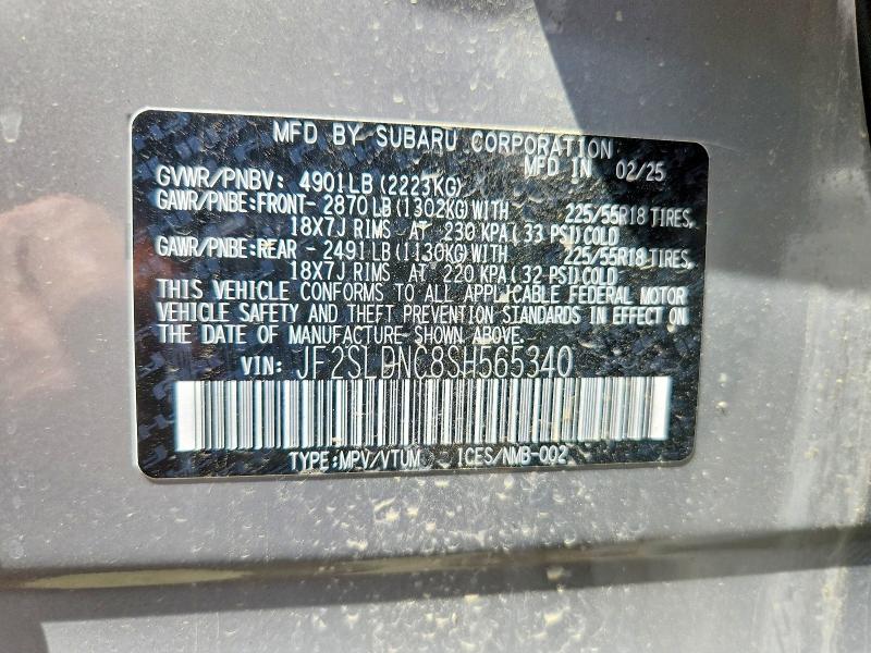 Aukcja sprzedaży 2025 Subaru Forester, vin: JF2SLDNC8SH565340, numer aukcji: 56566136