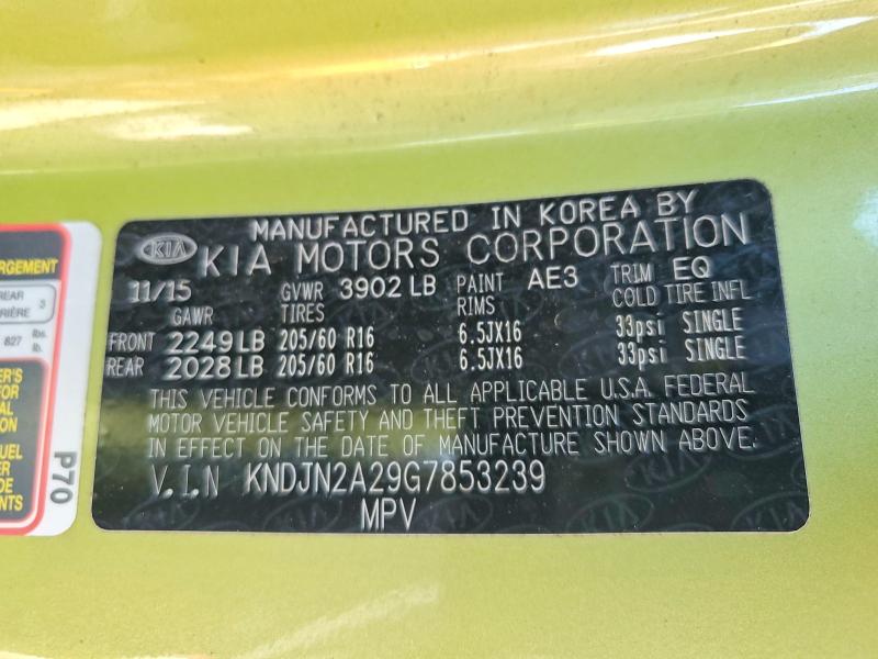 Aukcja sprzedaży 2016 Kia Soul, vin: KNDJN2A29G7853239, numer aukcji: 57695486