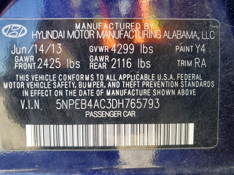 Продажа на аукционе авто 2013 Hyundai Sonata, vin: 5NPEB4AC3DH765793, номер лота: 57564216