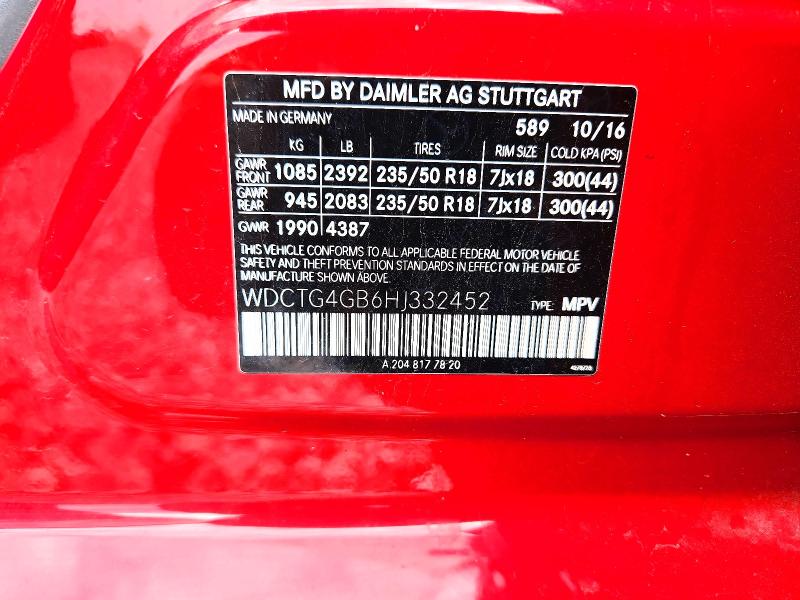 Продаж на аукціоні авто 2017 Mercedes-benz Gla, vin: WDCTG4GB6HJ332452, номер лоту: 58369396