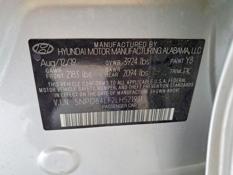 2020 Hyundai Elantra მანქანა იყიდება აუქციონზე, vin: 5NPD84LF2LH521911, აუქციონის ნომერი: 57740906