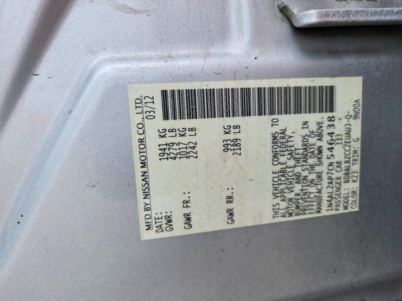 58532516 :رقم المزاد ، 1N4AL2AP7CN546438 vin ، 2012 Nissan Altima مزاد بيع