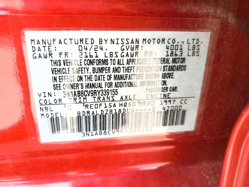 Продаж на аукціоні авто 2024 Nissan Sentra, vin: 3N1AB8CV9RY339155, номер лоту: 58127866