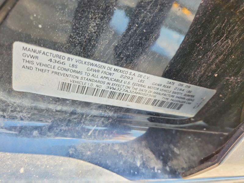 Продажа на аукционе авто 2010 Volkswagen Jetta, vin: 3VWJZ7AJ2AM002306, номер лота: 85616705