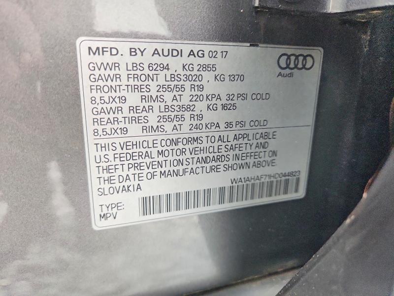 Продажа на аукционе авто 2017 Audi Q7, vin: WA1AHAF71HD044823, номер лота: 58381126