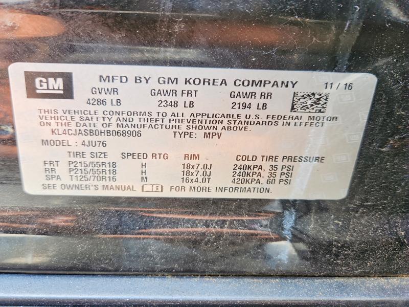 Продажа на аукционе авто 2017 Buick Encore, vin: KL4CJASB0HB068906, номер лота: 56049456