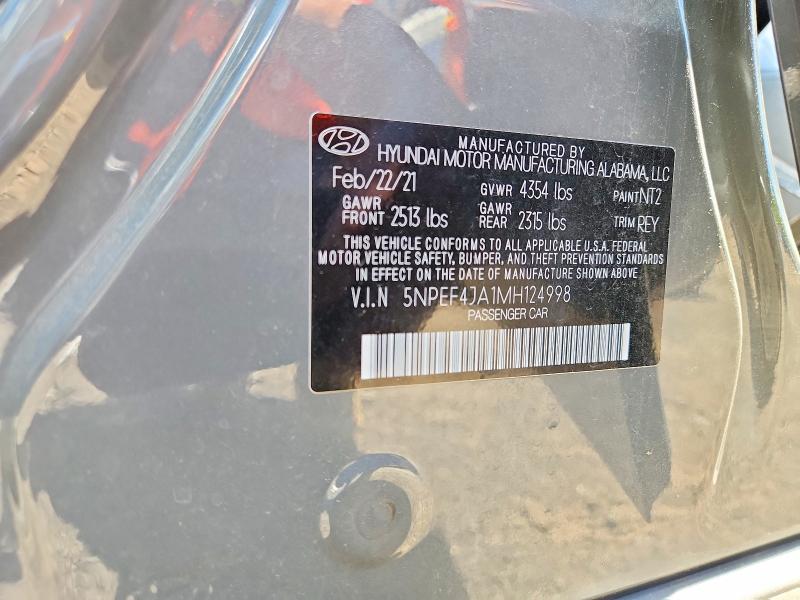 55211696 :رقم المزاد ، 5NPEF4JA1MH124998 vin ، 2021 Hyundai Sonata مزاد بيع