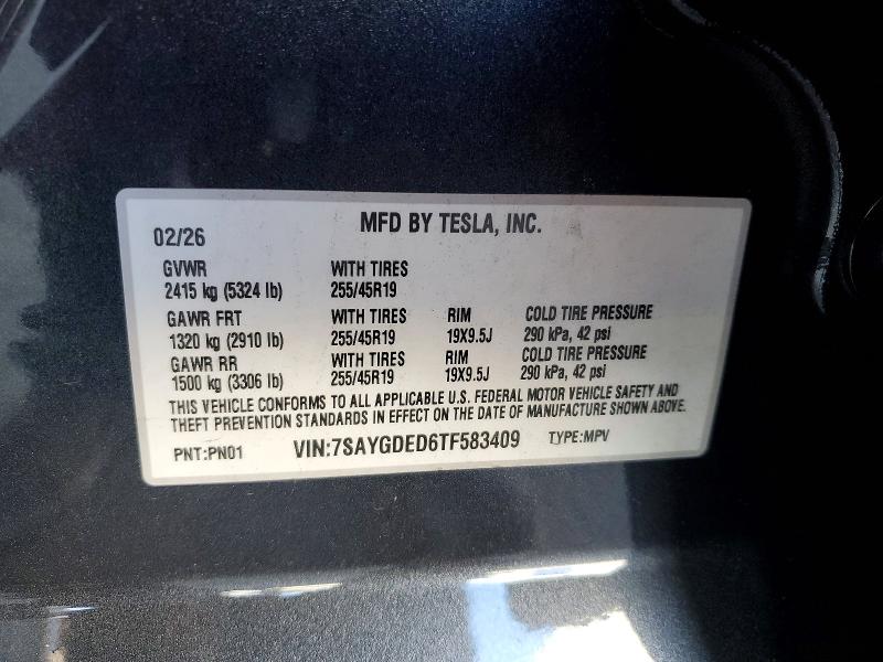 Aukcja sprzedaży 2026 Tesla Model Y, vin: 7SAYGDED6TF583409, numer aukcji: 57252746
