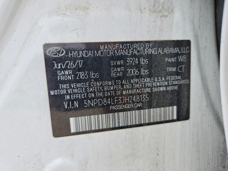 Aukcja sprzedaży 2018 Hyundai Elantra, vin: 5NPD84LF3JH248135, numer aukcji: 57960786