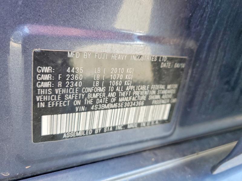 2014 Subaru Legacy მანქანა იყიდება აუქციონზე, vin: 4S3BMBM65E3034366, აუქციონის ნომერი: 57163476