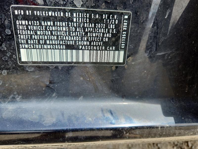 2021 Volkswagen Jetta მანქანა იყიდება აუქციონზე, vin: 3VWC57BU1MM028560, აუქციონის ნომერი: 85461545