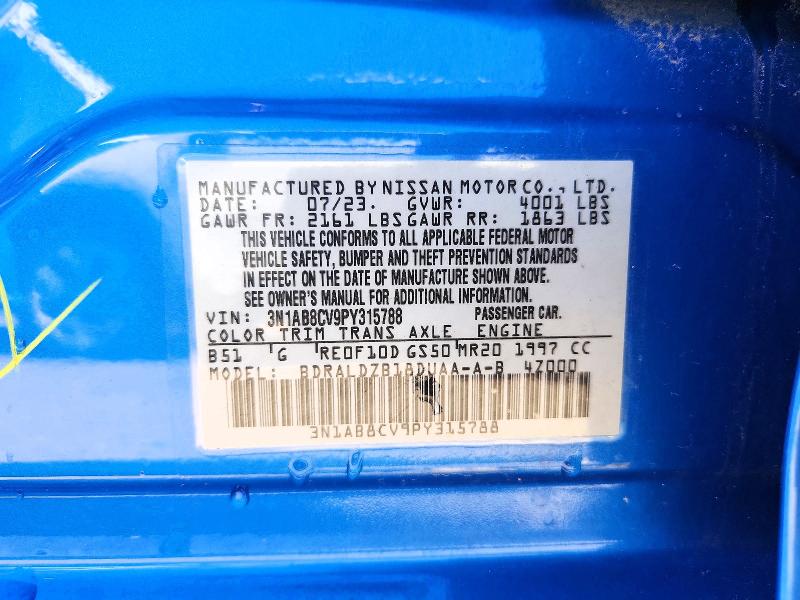 57091686 :رقم المزاد ، 3N1AB8CV9PY315788 vin ، 2023 Nissan Sentra مزاد بيع