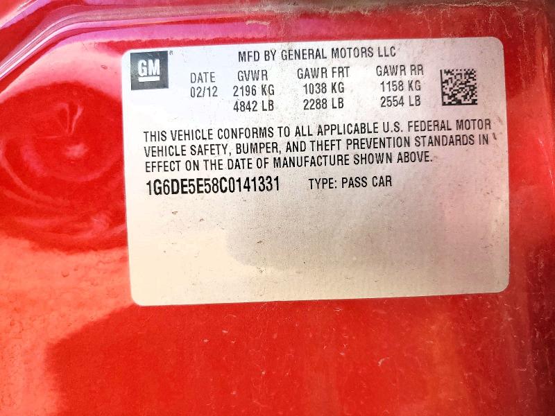 Продаж на аукціоні авто 2012 Cadillac Cts, vin: 1G6DE5E58C0141331, номер лоту: 58544546