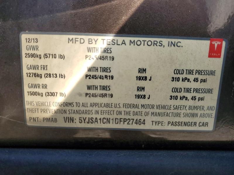 58951266 :رقم المزاد ، 5YJSA1CN1DFP27464 vin ، 2013 Tesla Model S مزاد بيع