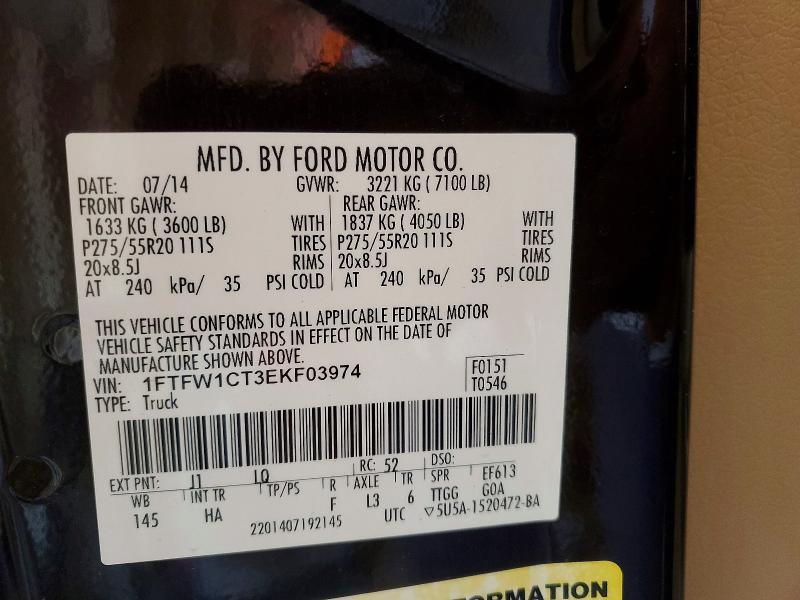 Продаж на аукціоні авто 2014 Ford F150, vin: 1FTFW1CT3EKF03974, номер лоту: 55593256