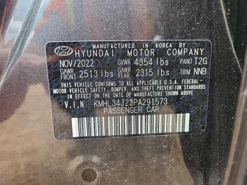 57927256 :رقم المزاد ، KMHL34J23PA291573 vin ، 2023 Hyundai Sonata مزاد بيع