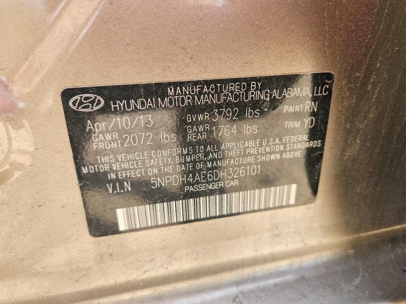 Aukcja sprzedaży 2013 Hyundai Elantra, vin: 5NPDH4AE6DH326101, numer aukcji: 57042746