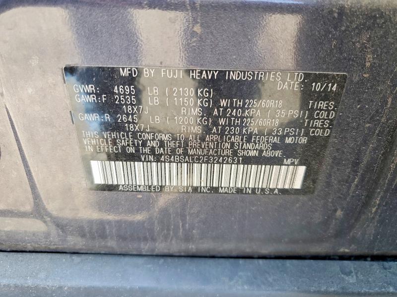 Продажа на аукционе авто 2015 Subaru Outback, vin: 4S4BSALC2F3242631, номер лота: 57314716