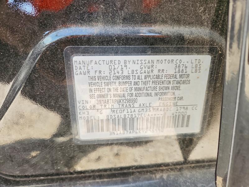 58633406 :رقم المزاد ، 3N1AB7AP6KY298990 vin ، 2019 Nissan Sentra مزاد بيع