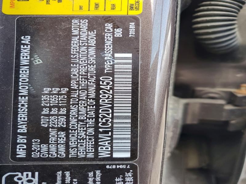 58017726 :رقم المزاد ، WBAVL1C52DVR92450 vin ، 2013 Bmw X1 مزاد بيع