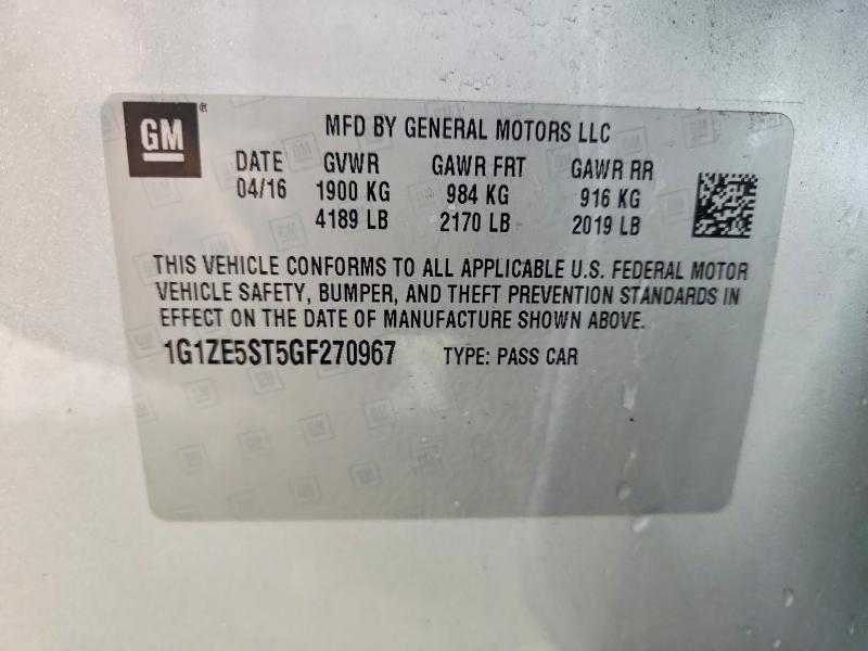2016 Chevrolet Malibu მანქანა იყიდება აუქციონზე, vin: 1G1ZE5ST5GF270967, აუქციონის ნომერი: 58631826