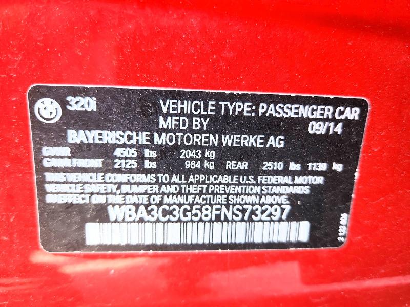 Продажа на аукционе авто 2015 Bmw 320, vin: WBA3C3G58FNS73297, номер лота: 56340866
