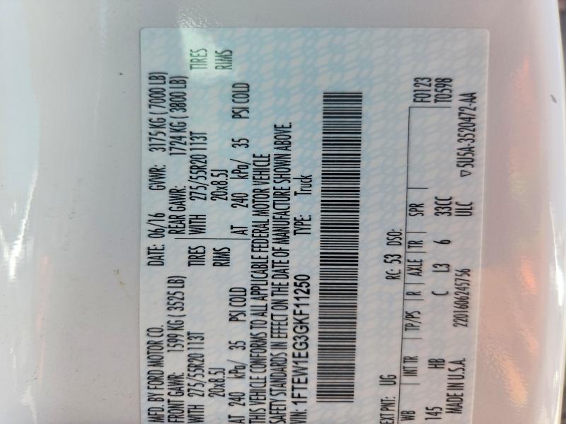 Aukcja sprzedaży 2016 Ford F150, vin: 1FTEW1EG3GKF11250, numer aukcji: 57305446
