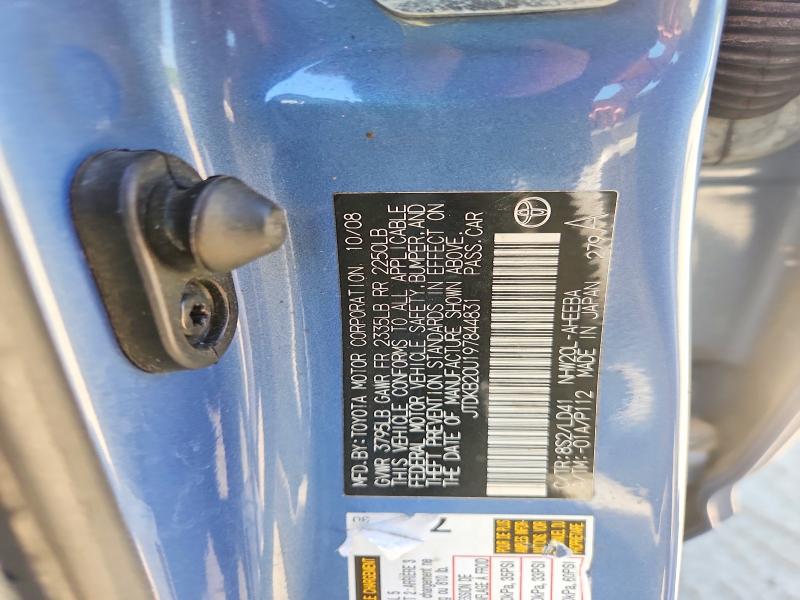 Aukcja sprzedaży 2009 Toyota Prius, vin: JTDKB20U197844831, numer aukcji: 54808486
