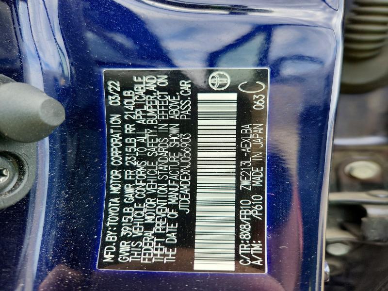 Продажа на аукционе авто 2022 Toyota Corolla, vin: JTDEAMDEXNJ056903, номер лота: 56669436