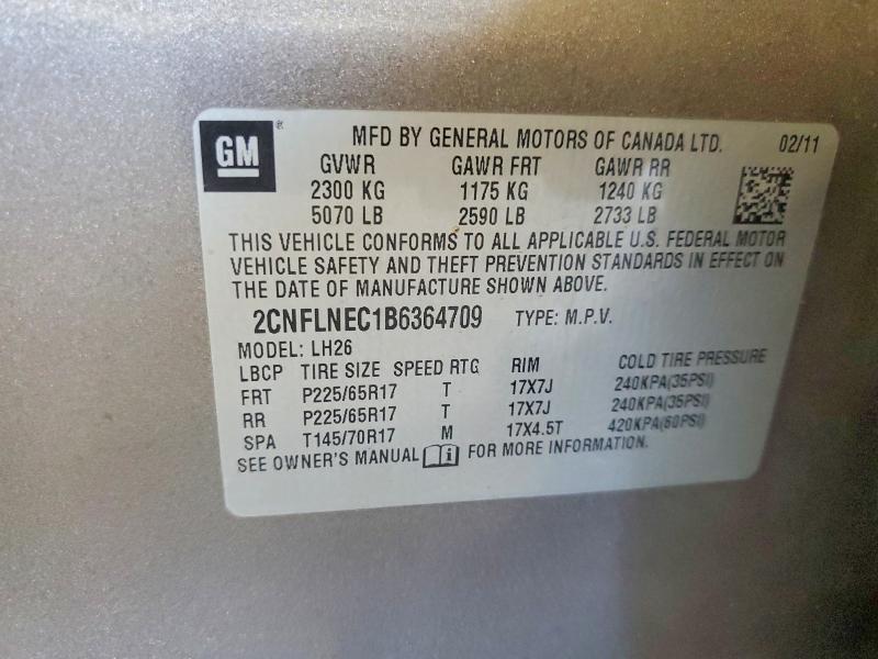 55792526 :رقم المزاد ، 2CNFLNEC1B6364709 vin ، 2011 Chevrolet Equinox مزاد بيع